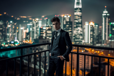homme-elegant-balcon-ville-nuit