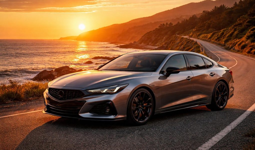 voiture-moderne-route-ocean-coucher-soleil