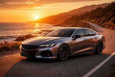 voiture-moderne-route-ocean-coucher-soleil