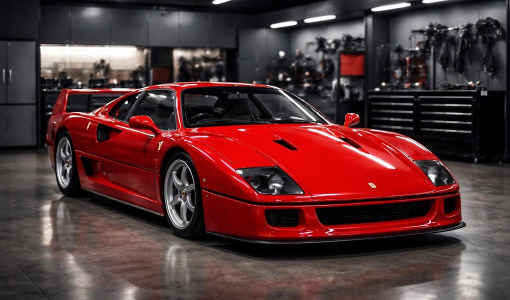 ferrari-f40-rouge-garage-moderne