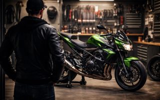 motard-kawasaki-garage-outils-flous