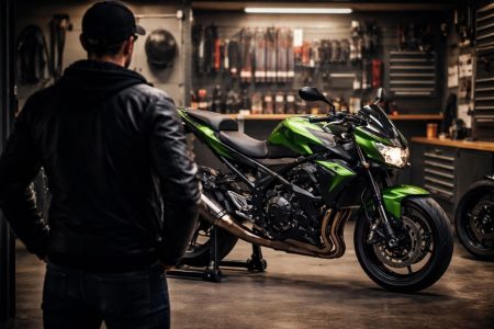 motard-kawasaki-garage-outils-flous