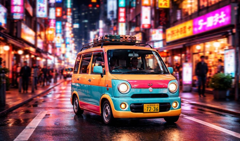 vehicule-japonnais-rue-tokyo-nuit